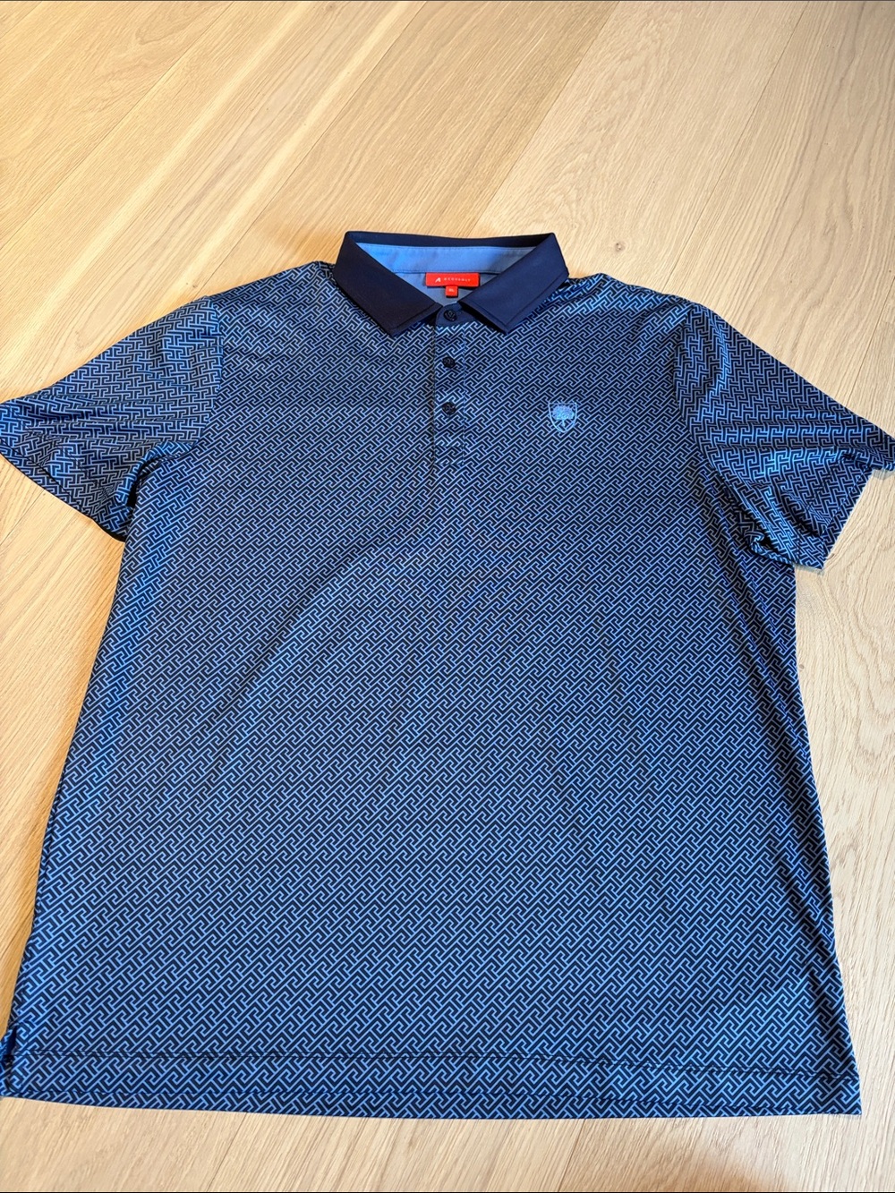 Men's Navy Geometric Polo Shirt XL Hidden Creek insignia